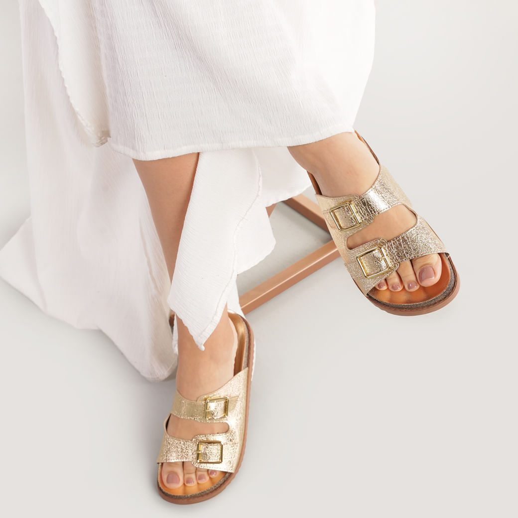 Moleca Tamanco 24-5500105-66 Dourado Metalizado Comfy Plus -6-